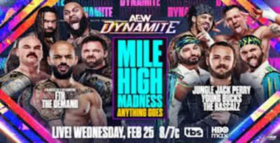 AEW, All Elite Wrestling, Dynamite, Mile High Mayhem, The Demand, Ricochet, FTR, Young Bucks, Jack Perry, Rascalz
